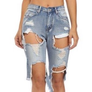 NWT Distressed Denim Bermuda Shorts - Miss Lola